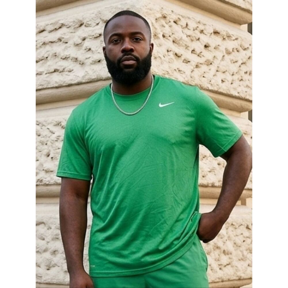Nike Men's Green Dri-Fit Short Sleeve T-Shirt Activewear Tee Exercise Apparel 2X